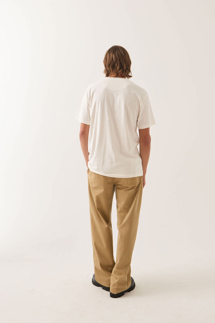 Men's Brixton Baseline Henley T-Shirt in the color Off White Vintage Wash - Men's Back View