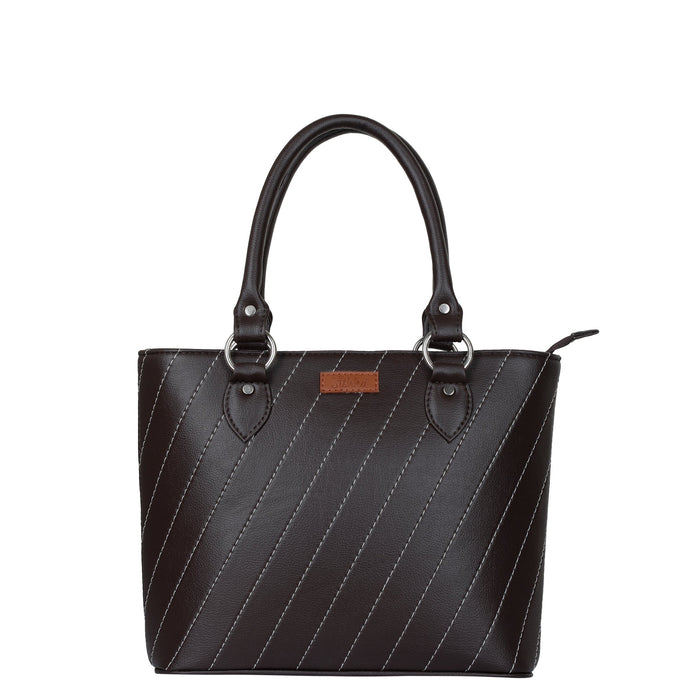 Women’s brown vegan leather top handle tote satchel shoulder handbag
