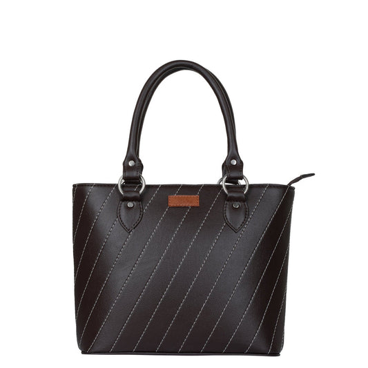 Women’s brown vegan leather top handle tote satchel shoulder handbag