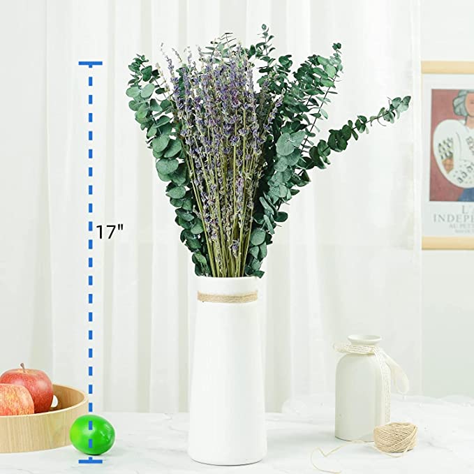 Bulk 15Pcs 17" Dried Preserved Eucalyptus Stems with Lavender Flowers Bundles for Shower Wholesale