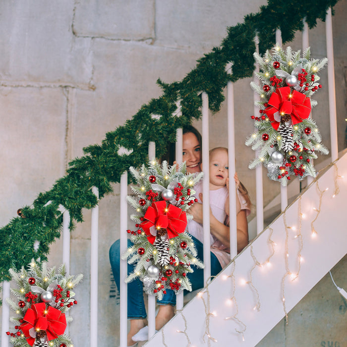 Bulk Led Christmas Hanging Garland and 20 Pcs Poinsettias Artificial Christmas Flowers with Clips Wholesale