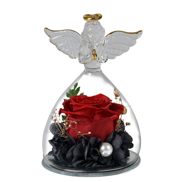 Bulk Preserved Flower Rose Gifts in Glass Angel Figurines for Her Wholesale