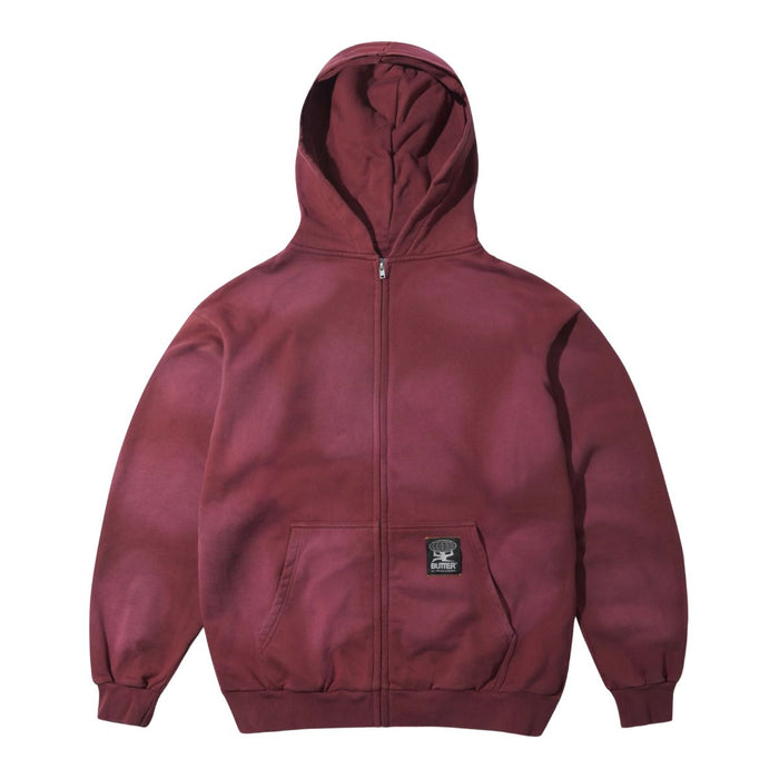 Butter Goods Garage Zip Thru Hoodie Faded Burgundy
