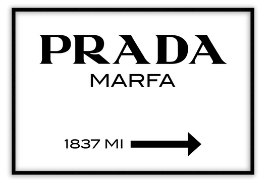 Canvas Print 50x70cm / Black Prada Marfa White Prada Marfa White Wall Art : Ready to hang framed artwork. Brand