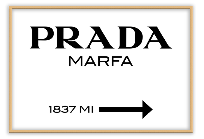 Canvas Print 50x70cm / Natural Prada Marfa White Prada Marfa White Wall Art : Ready to hang framed artwork. Brand