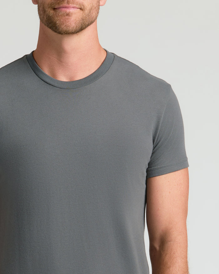 Carbon Classic Crew Neck: slate-gray, short-sleeve T-shirt on model.