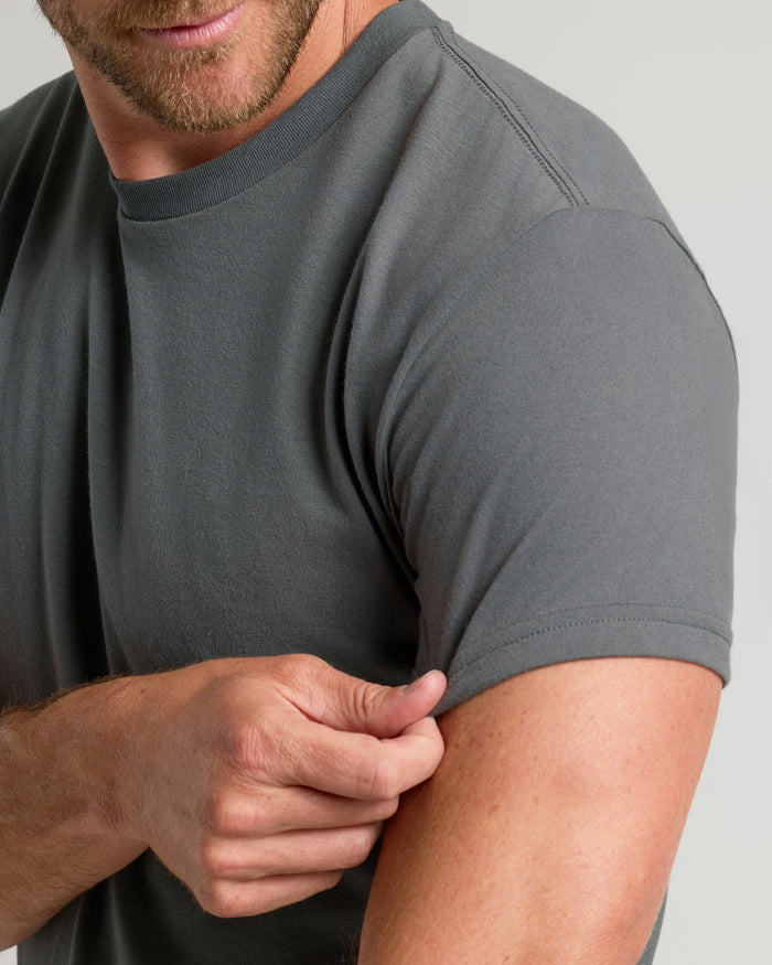 Carbon Classic Crew Neck T-shirt, close-up fit and sleeve detail.