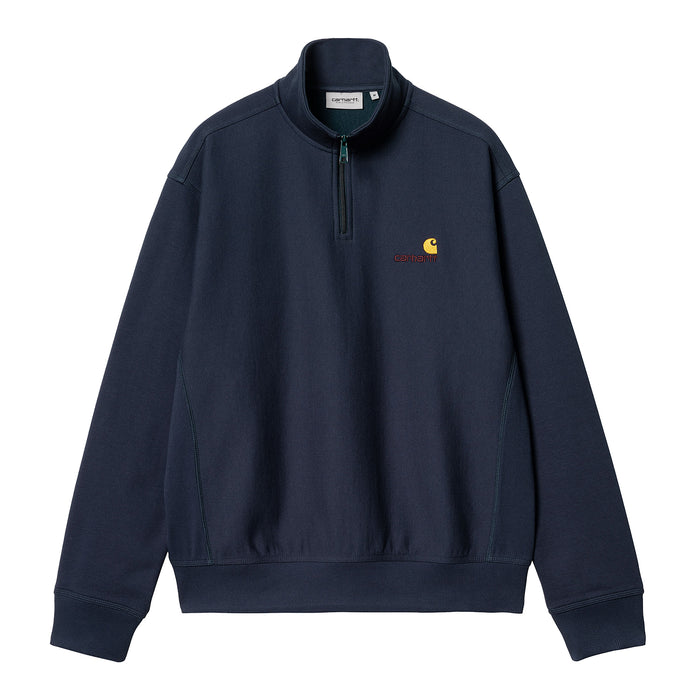 Carhartt  WIP American Script Half Zip Crewneck Air force Blue