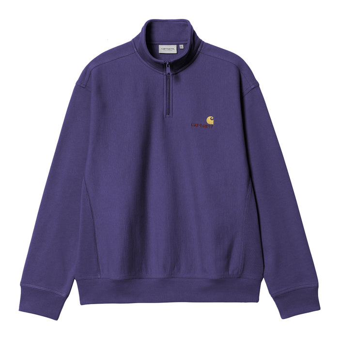 Carhartt  WIP American Script Half Zip Crewneck Aura
