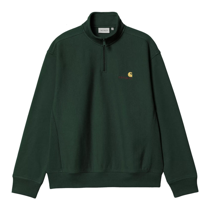 Carhartt  WIP American Script Half Zip Crewneck Conifer