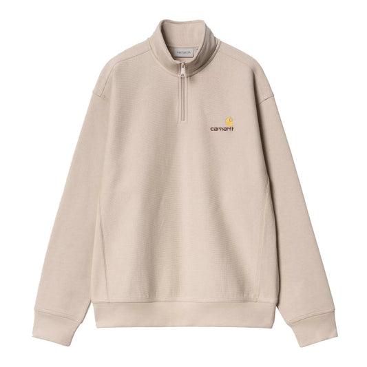 Carhartt  WIP American Script Half Zip Crewneck Fleur De Sel