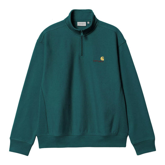 Carhartt  WIP American Script Half Zip Crewneck Malachite