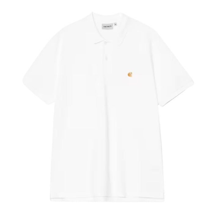 Carhartt WIP Chase Pique Polo T-Shirt White/Gold