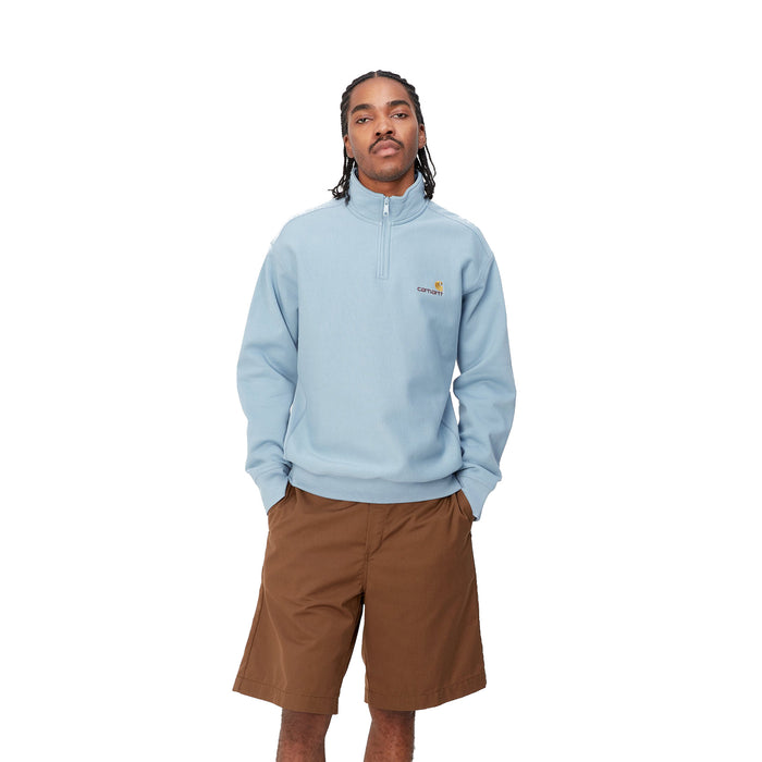 Carhartt WIP Half Zip American Script Crewneck Frosted Blue