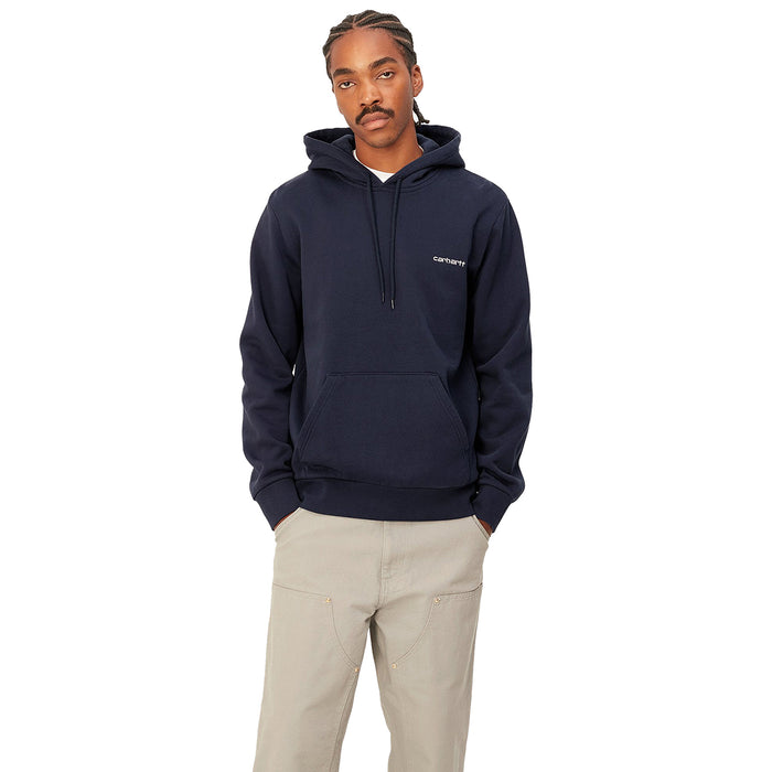 Carhartt WIP Hooded Script Embroidery Sweat Blue/White