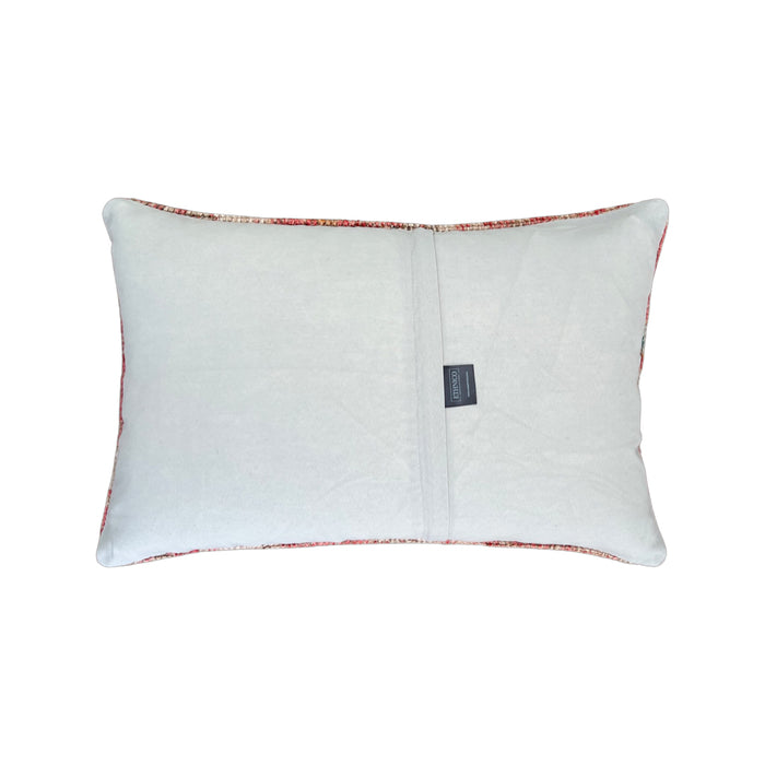 Handmade Turkish oushak pillow cover made with vintage rugs 16x24 beige and pink