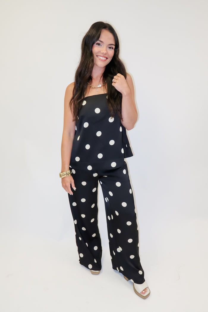 Champagne Wishes Black Silky Polka Dot Top - The Pink Tulip Clothing