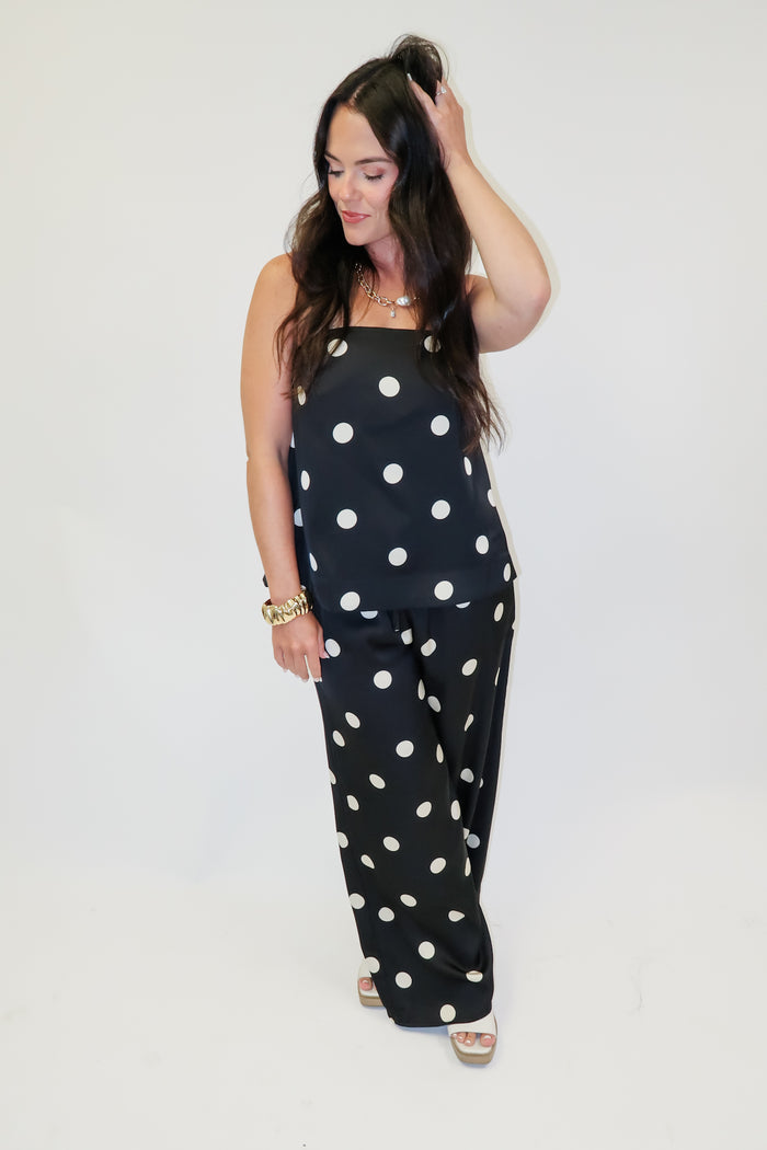 Champagne Wishes Black Silky Polka Dot Top - The Pink Tulip Clothing