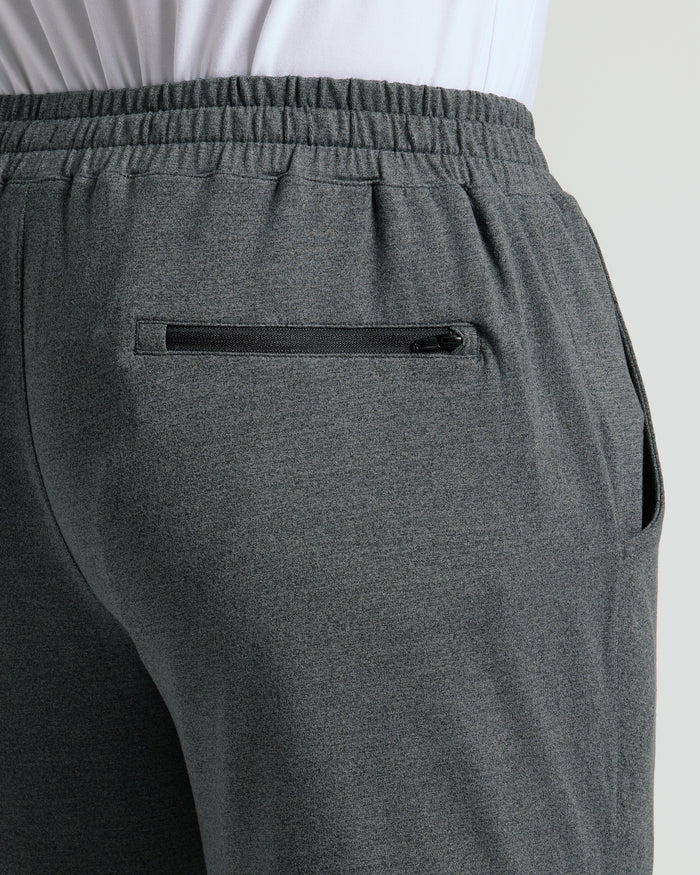 Close-up of Charcoal & Dark Heather Navy Active Jogger waistband and pockets.