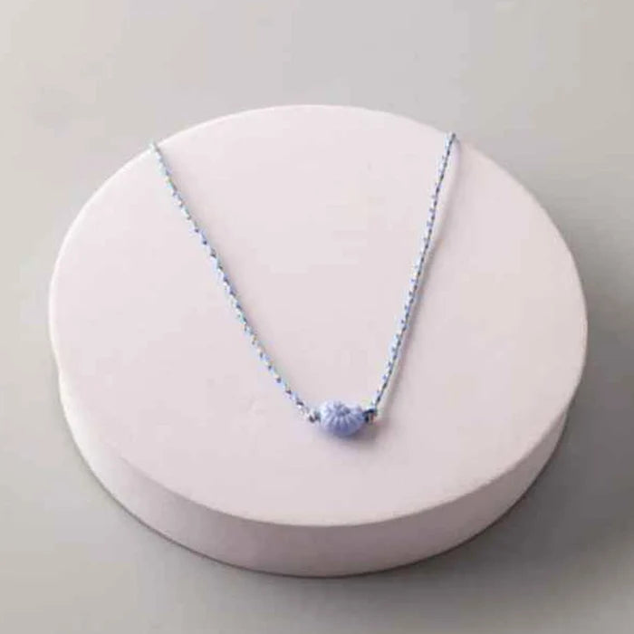 Charming Pastel Seashell Charm Necklace – Minimalist Nautical Cord Jewelry (NK8581)