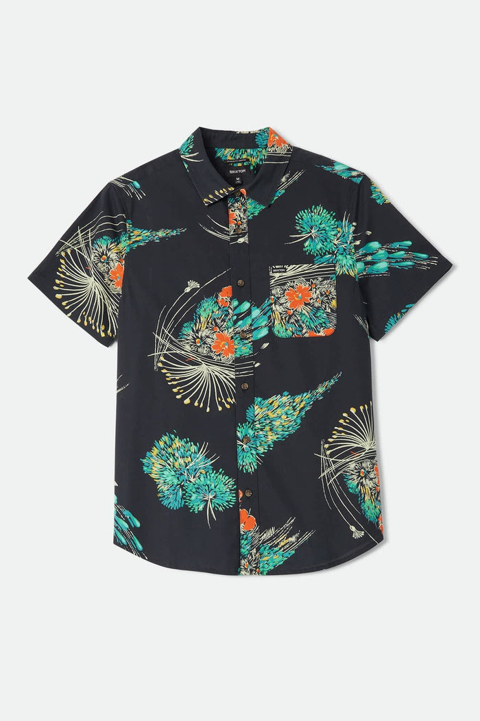 Men's Charter Print Shirt in the color Black/Floral - Front Product View
