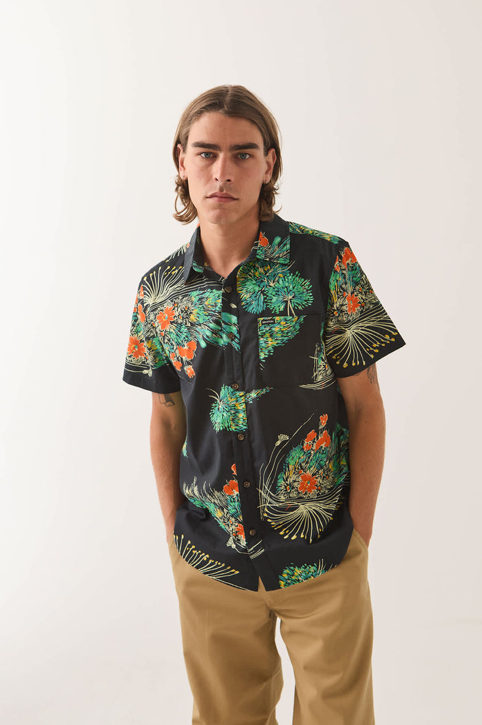 Men's Charter Print Shirt in the color Black/Floral - Additional Fit image