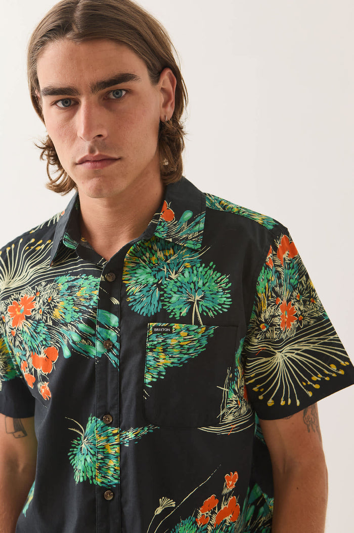 Men's Charter Print Shirt in the color Black/Floral - Additional Fit image