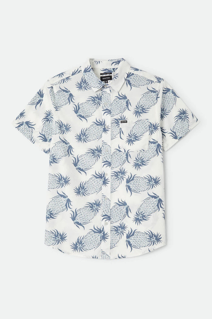 Men's Charter Print Shirt in the color Off White Pineapple - Front Product View