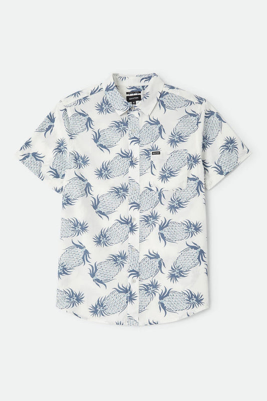 Men's Charter Print Shirt in the color Off White Pineapple - Front Product View