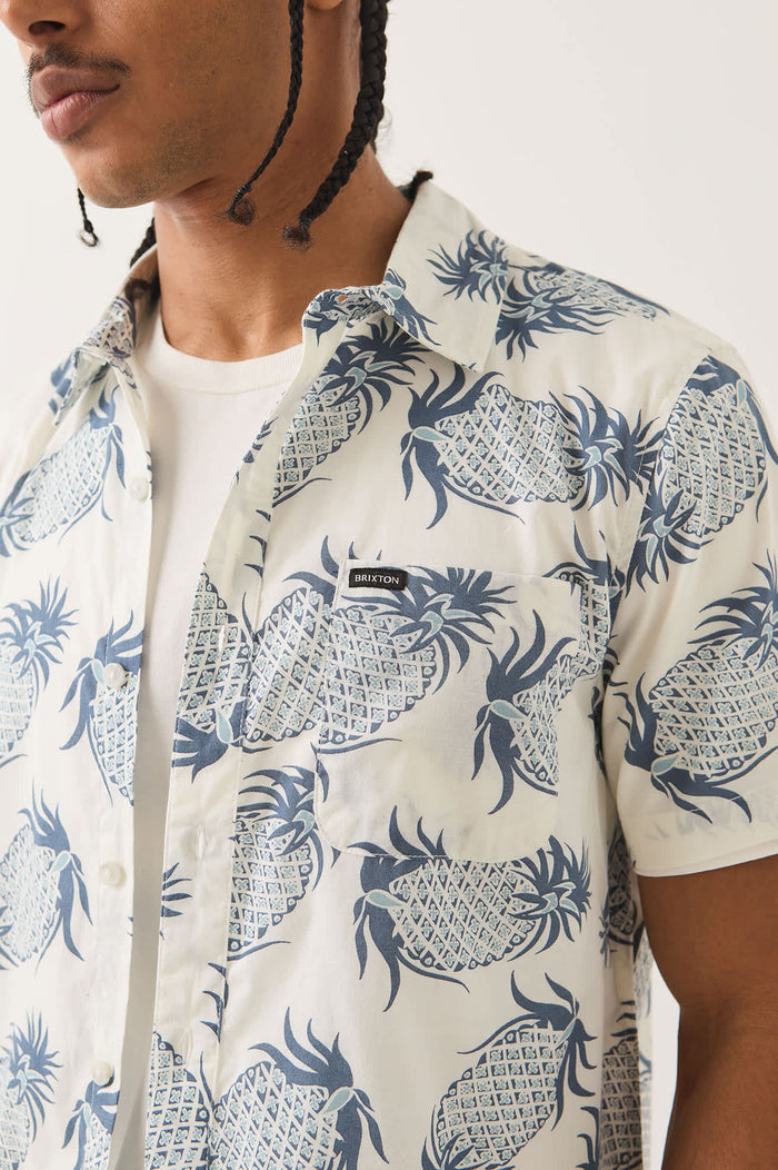 Men's Charter Print Shirt in the color Off White Pineapple - Additional Fit image