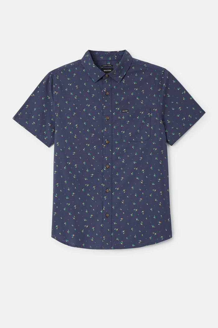 Men's Charter Print Shirt in the color Washed Navy/Micro Floral - Front Product View