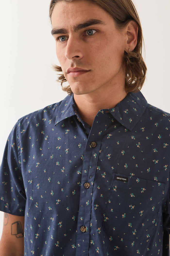 Men's Charter Print Shirt in the color Washed Navy/Micro Floral - Additional Fit image