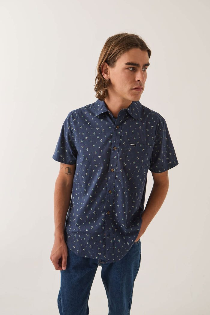 Men's Charter Print Shirt in the color Washed Navy/Micro Floral - Additional Fit image