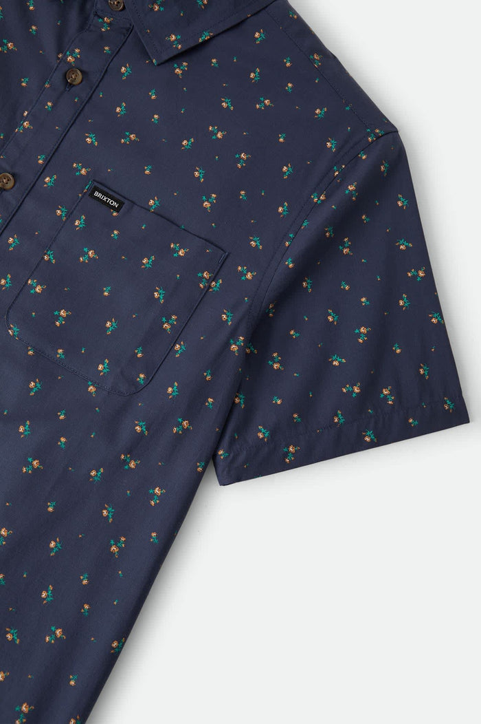 Men's Charter Print Shirt in the color Washed Navy/Micro Floral - Additional Laydown image