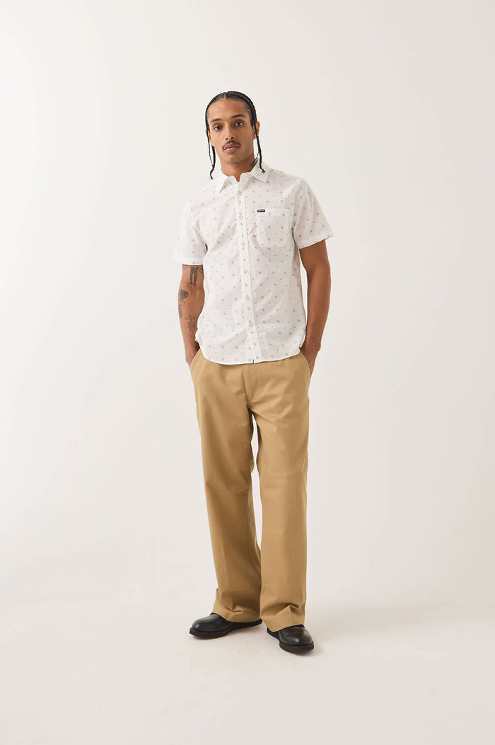 Men's Charter Print Shirt in the color White/Geo - Men's Front View