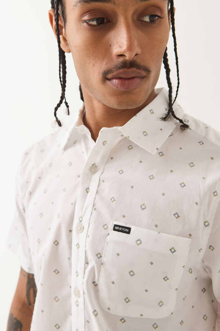 Men's Charter Print Shirt in the color White/Geo - Additional Fit image