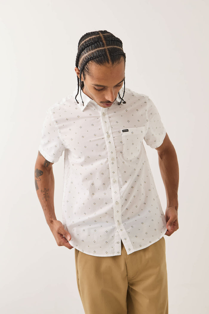 Men's Charter Print Shirt in the color White/Geo - Additional Fit image