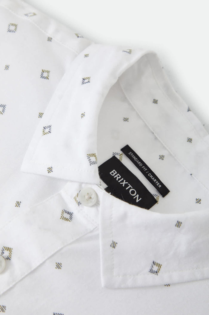 Men's Charter Print Shirt in the color White/Geo - Additional Laydown image