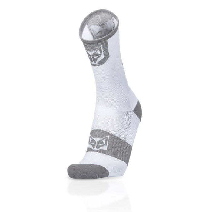 Chaussettes cyclisme hautes - Pure White & Silver Grey