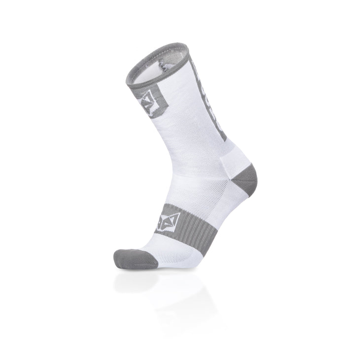 Chaussettes cyclisme hautes - Pure White & Silver Grey