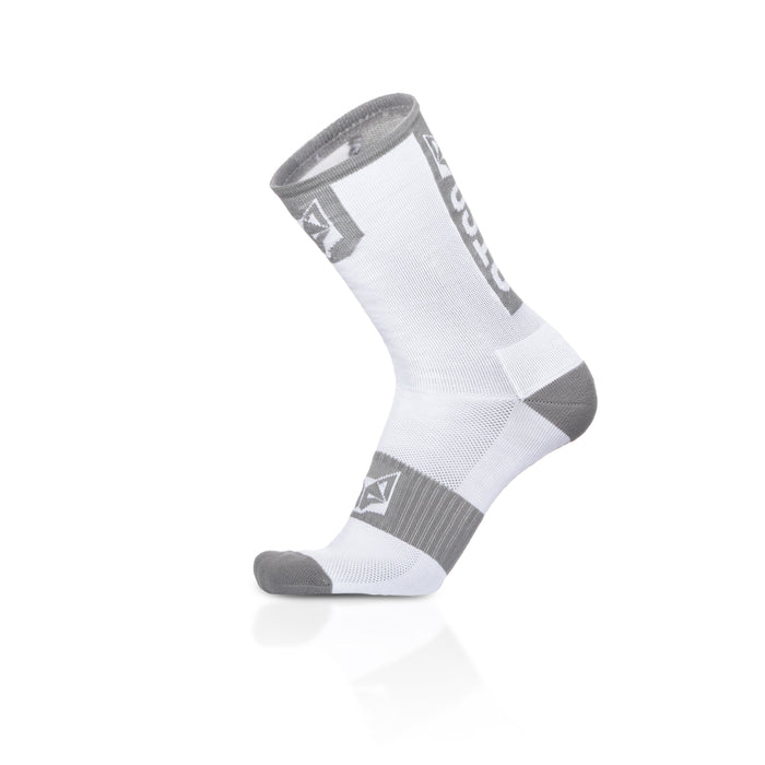 Chaussettes cyclisme hautes - Pure White & Silver Grey