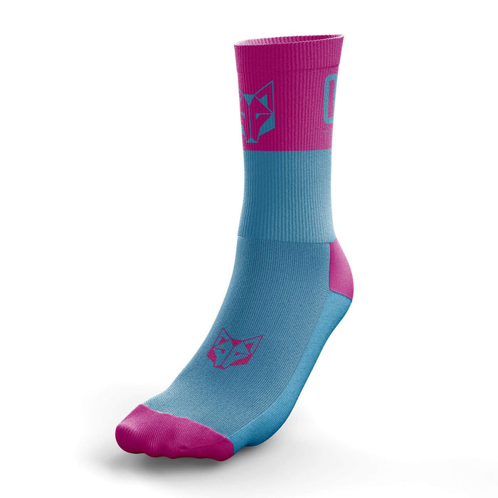 Chaussettes Multisport mi-haute - Light Blue & Fluo Pink