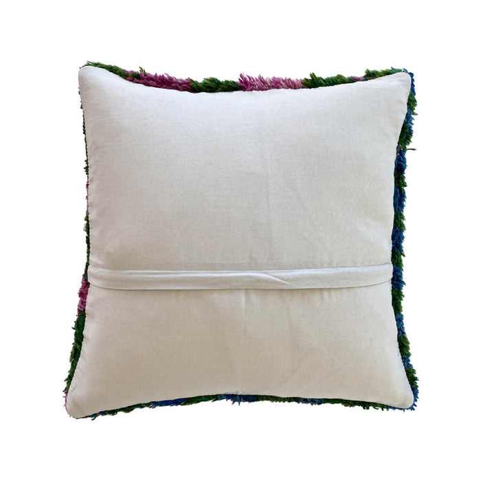 Circus Festival turkish rug pillow cover made with vintage blue green purple textiles 20x20