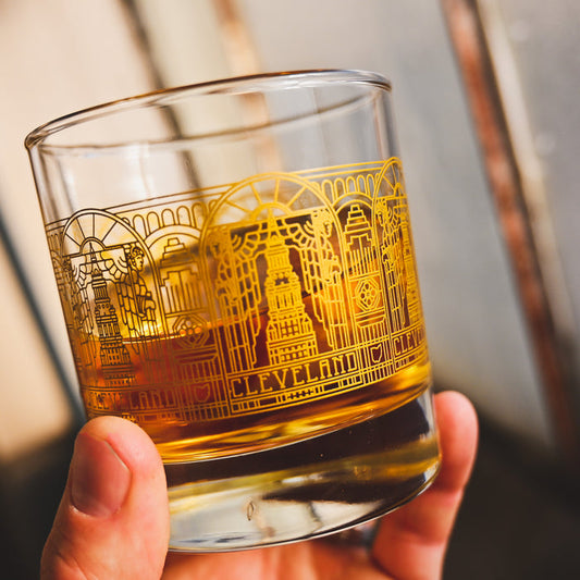 Cleveland Landmarks Stained Glass Old Fashioned Glass