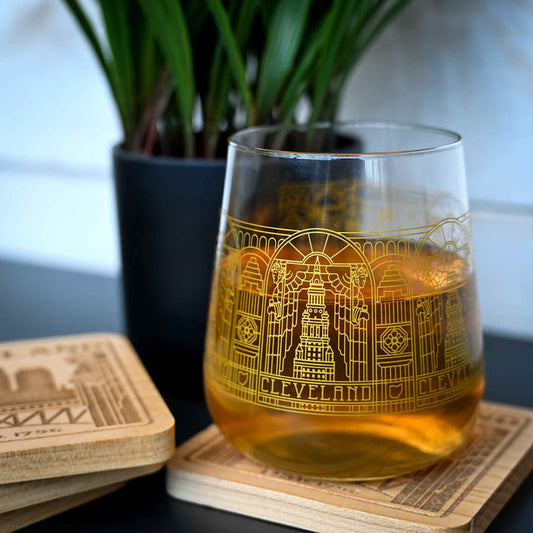 Cleveland Landmarks Stained Glass Wine Glass – 13.5 oz