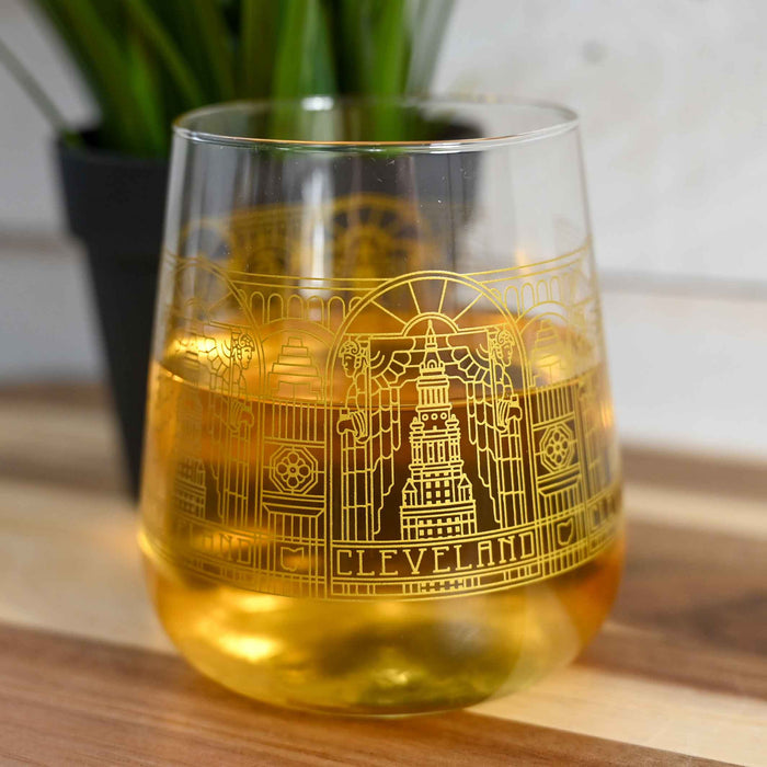 Cleveland Landmarks Stained Glass Wine Glass – 13.5 oz