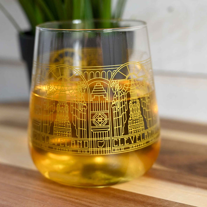 Cleveland Landmarks Stained Glass Wine Glass – 13.5 oz