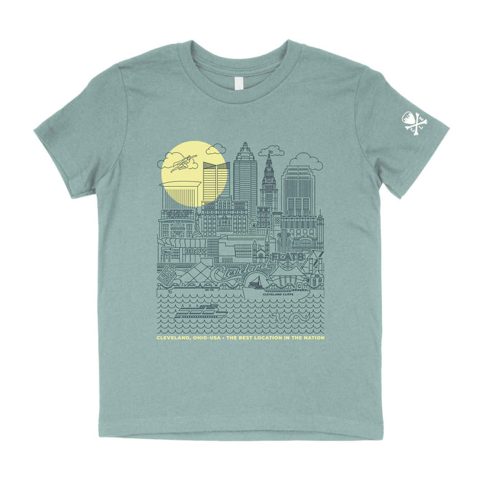 Cleveland Skyline Icons - Youth Crew T-shirt