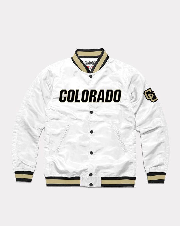 White Colorado Buffaloes Vintage Varsity Jacket Front