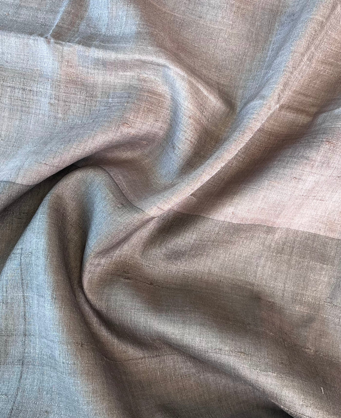 Colour blocked tussar saree